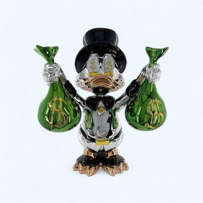 Scrooge McDuck Silver Money Bag Sculpture