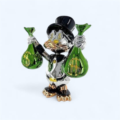 Scrooge McDuck Silver Money Bag Sculpture