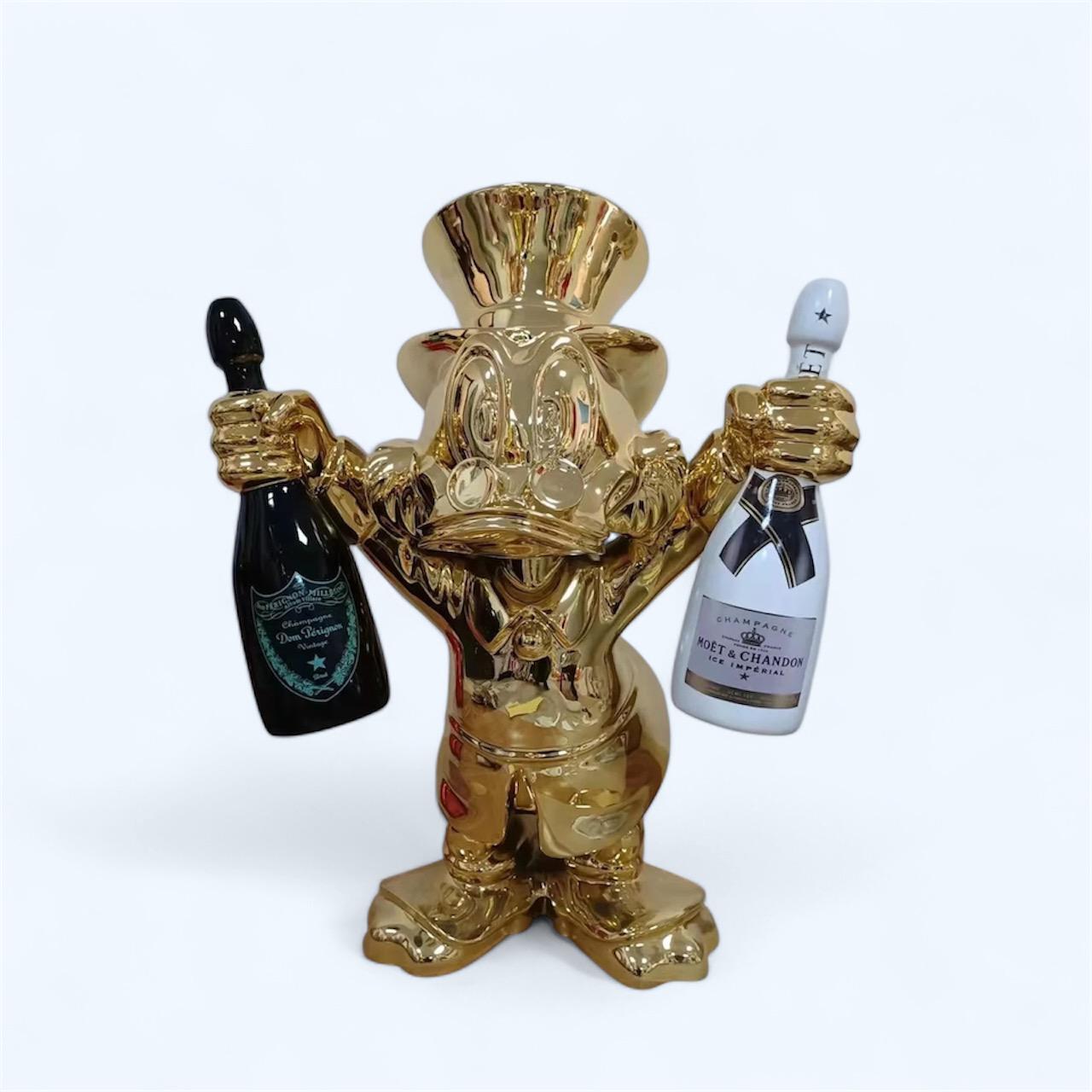 Scrooge McDuck Gold with Black Bottles Sculpture