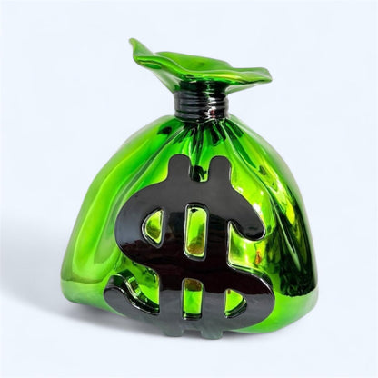 Money Bag Green Sculpture